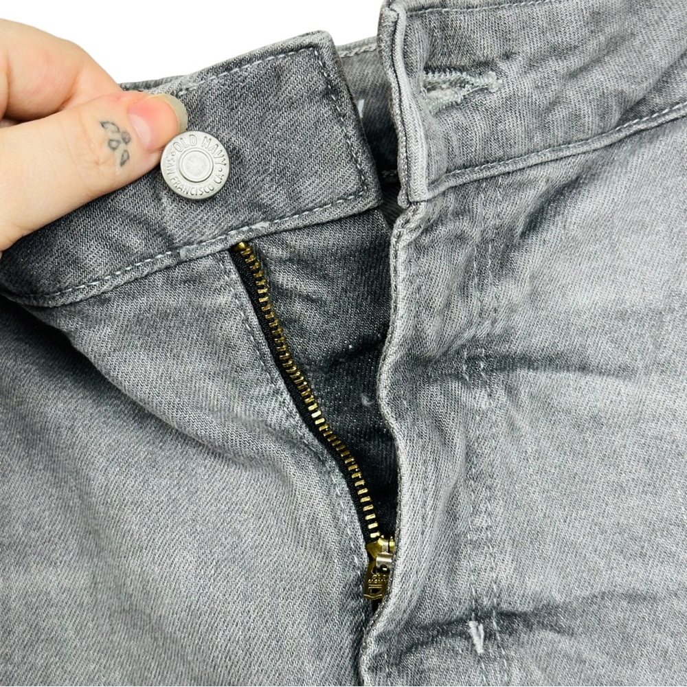 Old Navy High Rise OG Straight Cut Off Distressed Rolled Hem Denim Jean Shorts - Picture 11 of 16